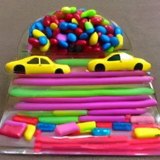 Prompt: car made from candy