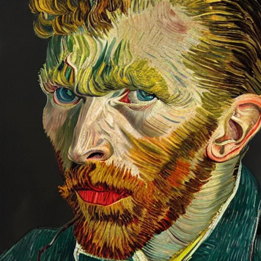 Image similar to high quality high detail painting by lucian freud, hd, portrait of van gogh, photorealistic lighting