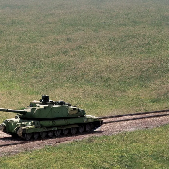 Image similar to t - 9 0 m going through the countryside while aiming at the side of the body photo realistic