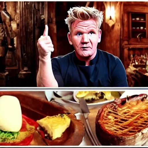 Prompt: gordon ramsay in a deleted scene from pirates of carribean