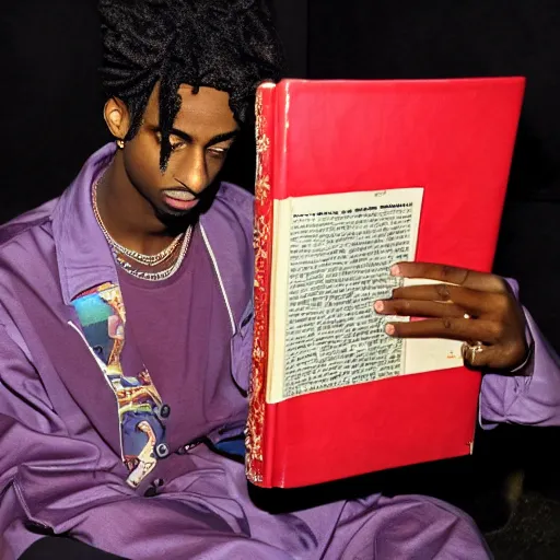 Prompt: playboi carti reading the bible 4 k detailed