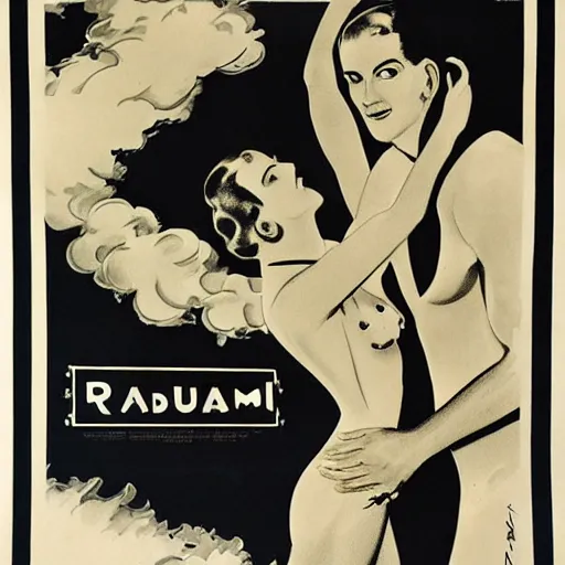 Prompt: year 1 9 2 8 commercial poster for radium underwear. realistic drawing