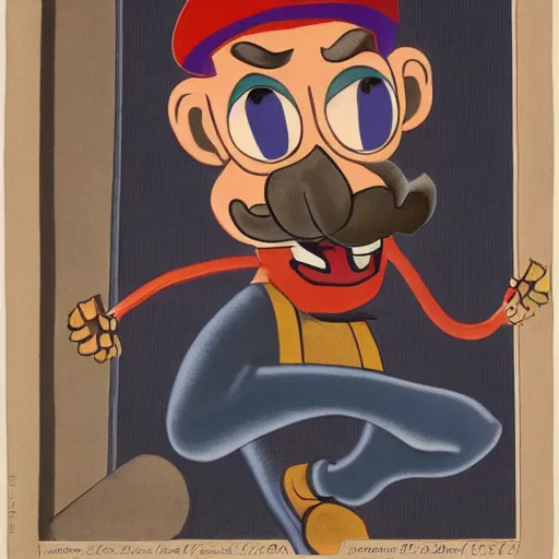 Prompt: waluigi by hans baldung,