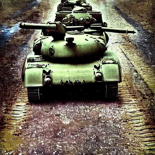 Prompt: M4 Sherman tank poster, 40s style, vintage