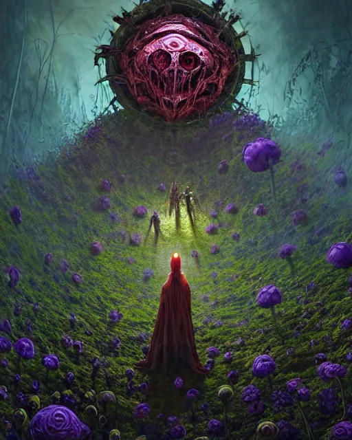 Prompt: the platonic ideal of flowers, rotting, insects and praying of cletus kasady carnage thanos dementor nazgul wild hunt doctor manhattan chtulu mandelbulb spirited away lichen mandala bioshock davinci heavy rain the witcher, d & d, fantasy, ego death, decay, dmt, psilocybin, art by greg rutkowski