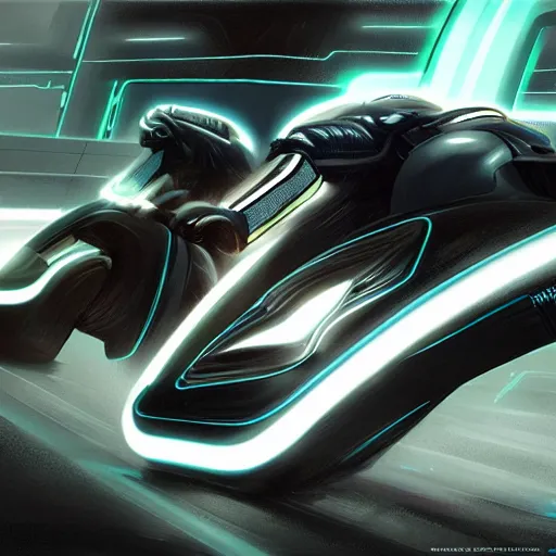 Image similar to tron legacy lightcycle, intricate, highly detailed, lifelike, photorealistic, digital painting, artstation, illustration, smooth, sharp focus, art by scott davidson, albert aublet, krenz cushart, artem demura, mucha