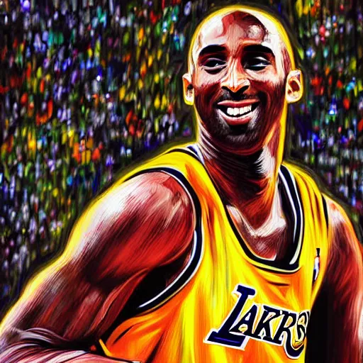 Image similar to a hyperdetailed digital oil portrait painting of Kobe Bryant, Digital art