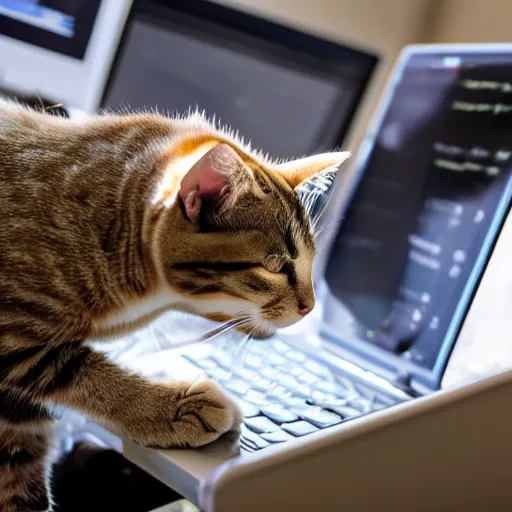 Prompt: cat working in the computer