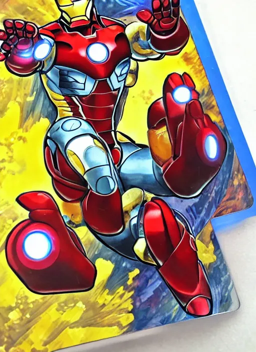 Prompt: iron man, pokemon card style