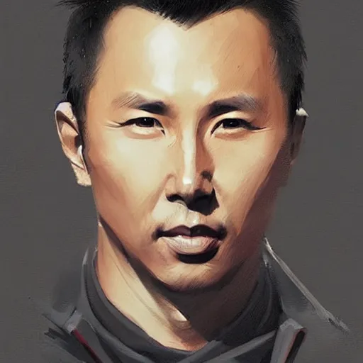 Image similar to “ portrait of donnie yen by greg rutkowski, young, attractive, highly detailed portrait, scifi, digital painting, artstation, concept art, smooth, sharp foccus ilustration, artstation hq ”