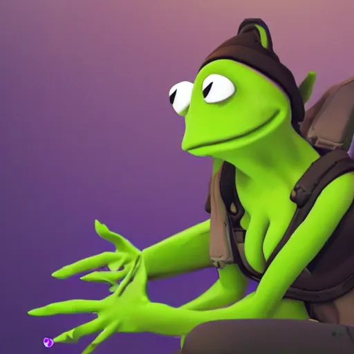 Image similar to overwatch character kermit the frog