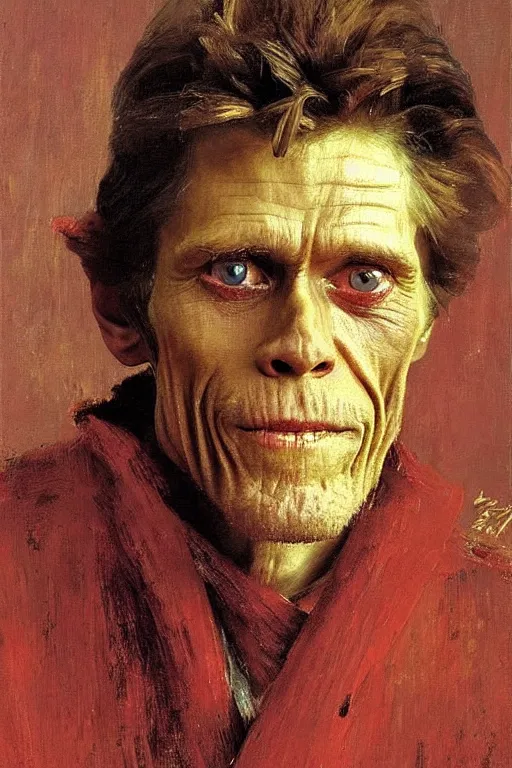 Image similar to willem dafoe, portrait, painting by ilya repin