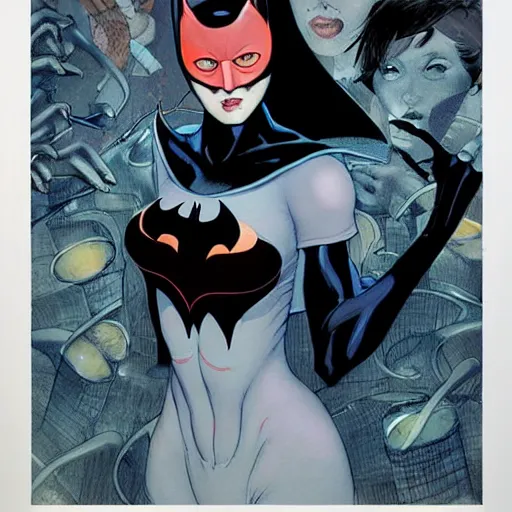 Image similar to prompt : portrait of cat women from batman soft light painted by james jean and katsuhiro otomo and erik jones, inspired by akira anime, smooth face feature, intricate oil painting, high detail illustration, sharp high detail, manga and anime 1 9 9 9