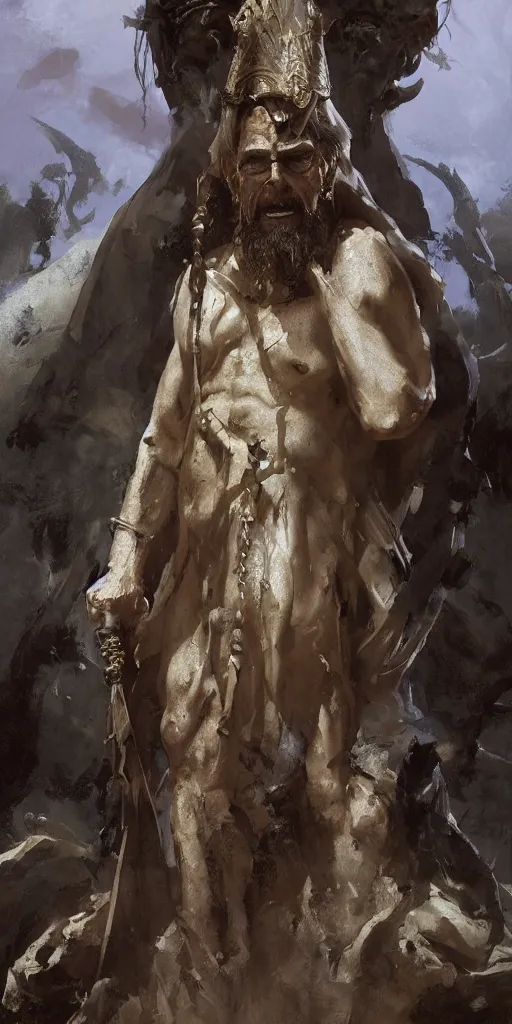 Image similar to a full body portrait of the ancient historical biblical evil pagan king ahab of Israel by craig mullins and marc simonetti, Ross Tran and WLOP, by Andrew Wyeth and Gerald Brom, In the style of John singer Sargent and James gurney, ARTSTATION, cgsociety, polycount, character design, CINEMATIC, AWE INSPIRING, BEAUTIFUL, ART GERM