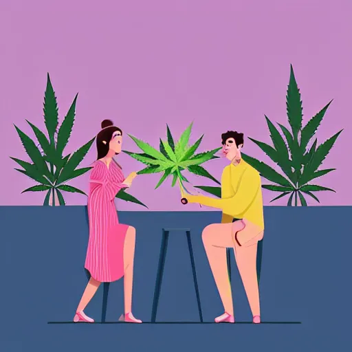 Image similar to couple happy on balcony with marijuana plant. centered median photoshop filter cutout vector behance artgem hd jesper ejsing!