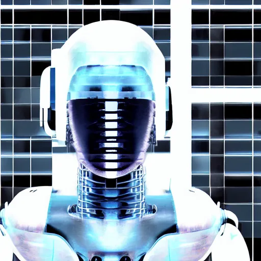 Image similar to Cyberpunk Robot Mugshot with cyberpunk aesthetic