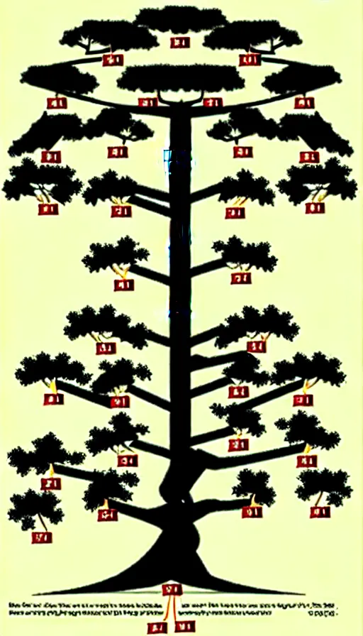 Prompt: the tree of the cosmic dynasty. pedigree