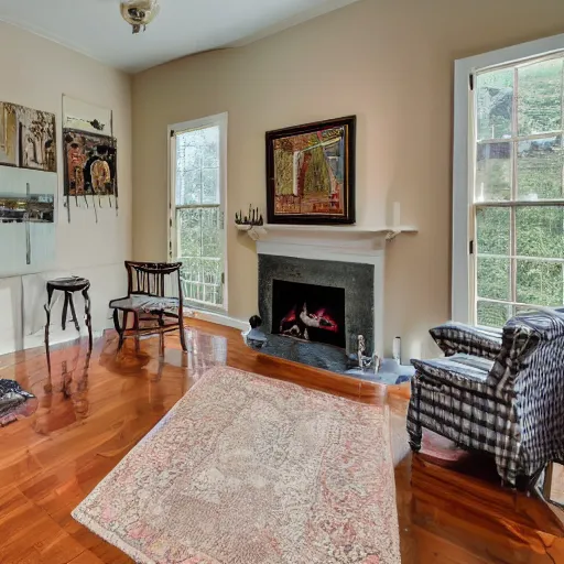 Prompt: a real estate home interior photo. there is a ghost sitting in a chair, almost unseen.