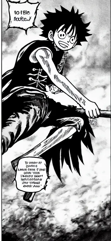 Image similar to luffy in berserk manga