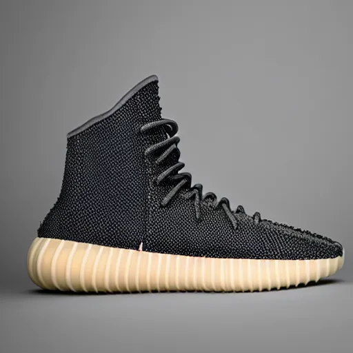 Image similar to Unreleased Yeezy shoe design, product photography, sneaker photo, studio lighting, professional photoshoot