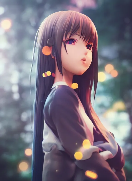 Image similar to Portrait of a anime girl with bokeh, highly detailed, dramatic lighting, octane render, 4K