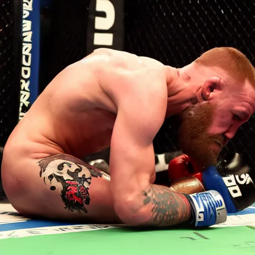 Image similar to conor mcgregor knocking himself out, high quality photo