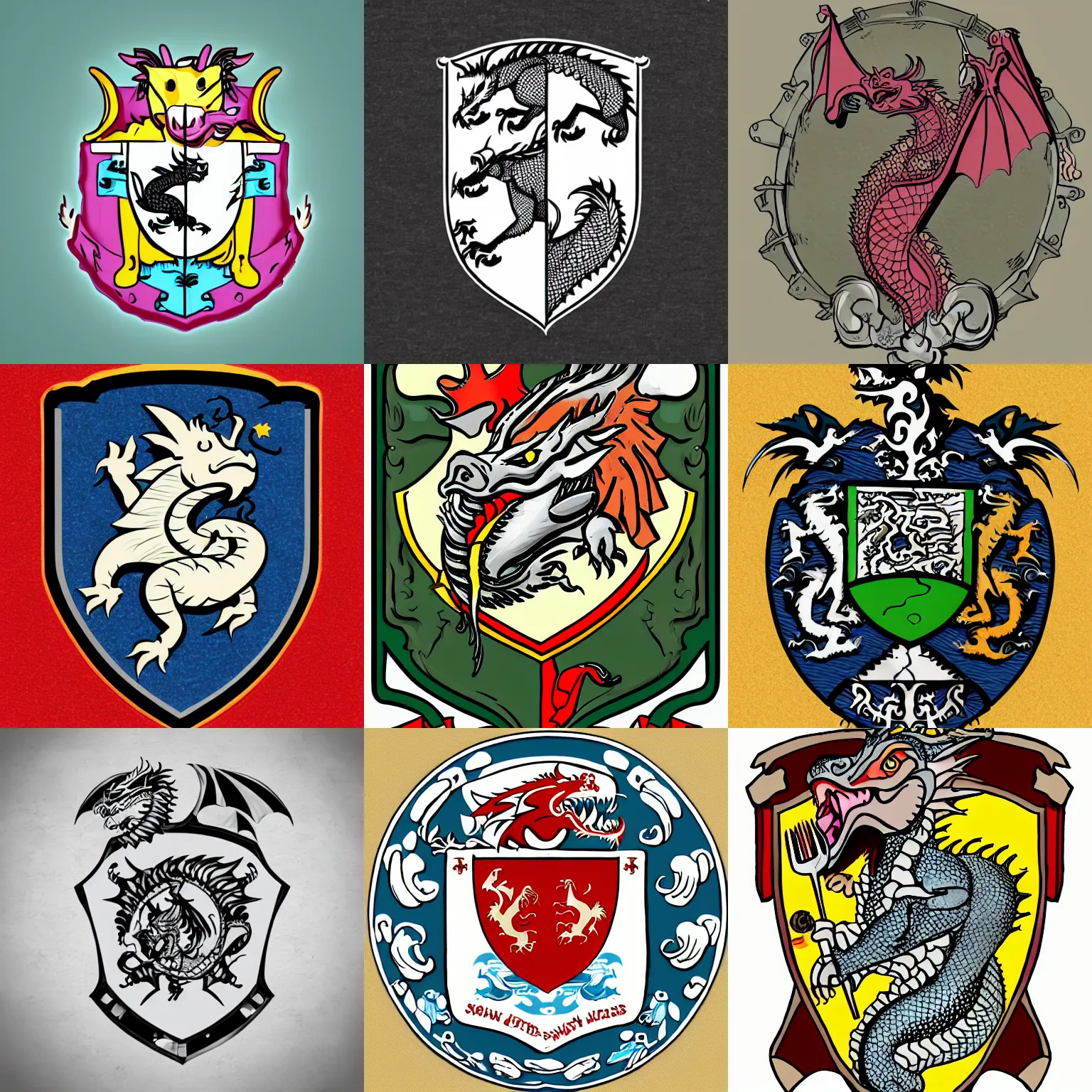 Prompt: dragon pig as coat of arms