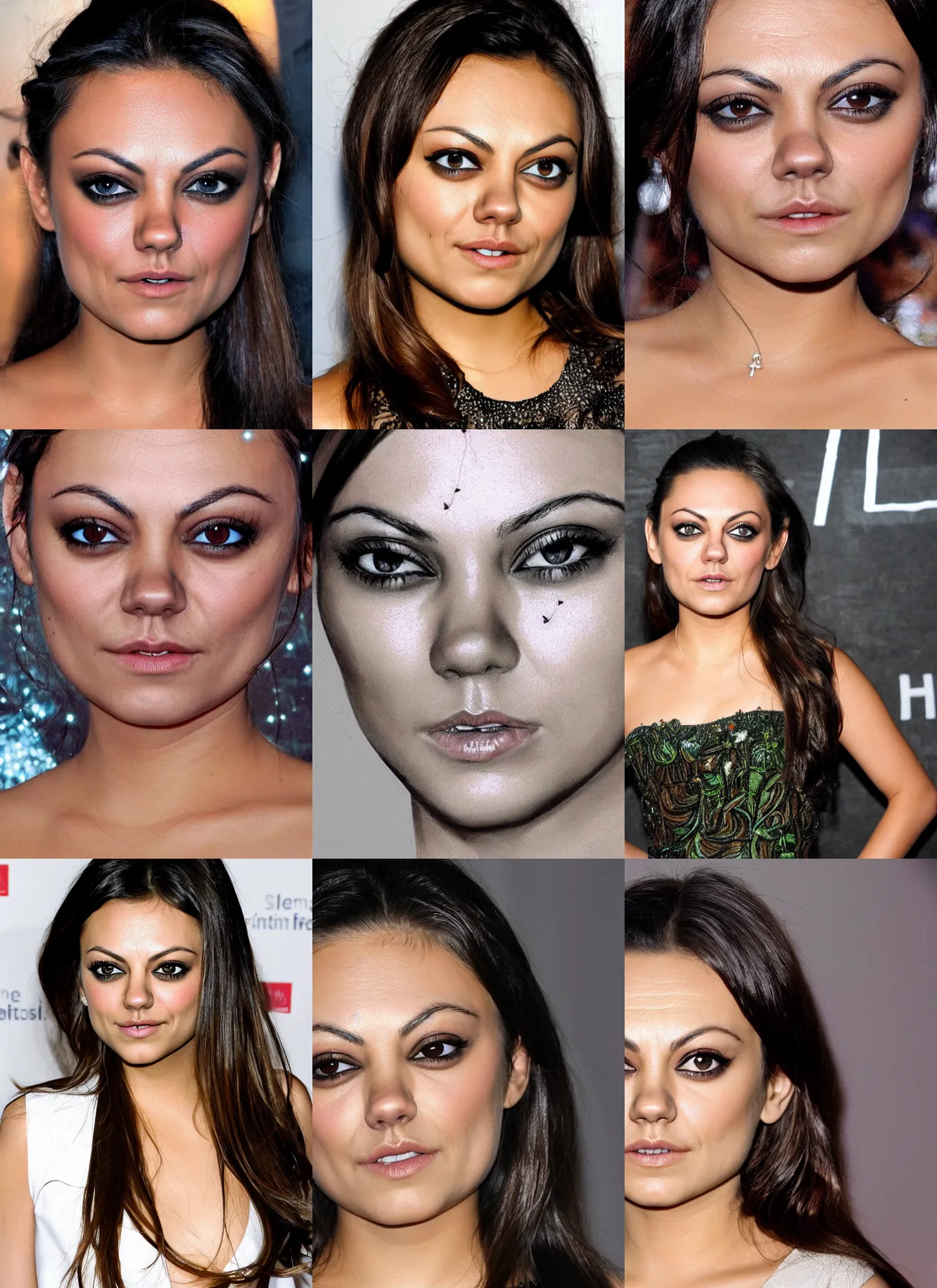 Image similar to 1 0 0 0 s of thin lines forming the face of beautiful mila kunis, glowing image of, fireflies, intricate