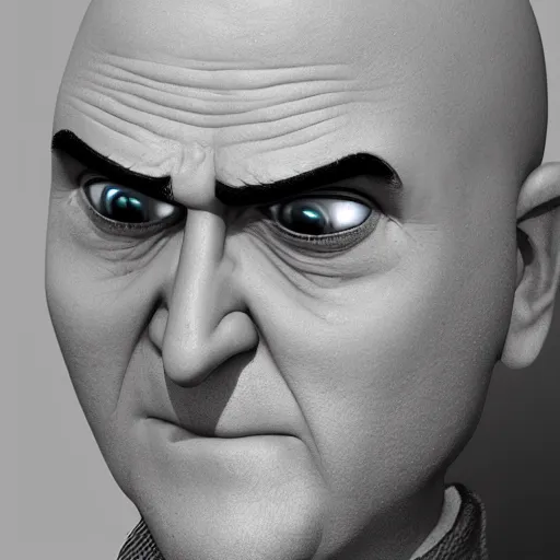 Prompt: Gru in real life, portrait, photograph, realistic, hyperrealistic, highly detailed, very detailed, extremely detailed, detailed, digital art, trending on artstation