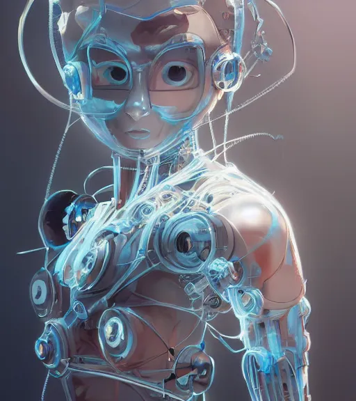 Image similar to a robotic cat sitting, transparent skin, gears and wires underneath skin, robotic, cyborg, cybernetic. By Makoto Shinkai, Stanley Artgerm Lau, WLOP, Rossdraws, James Jean, Andrei Riabovitchev, Marc Simonetti, krenz cushart, Sakimichan, trending on ArtStation, digital art.