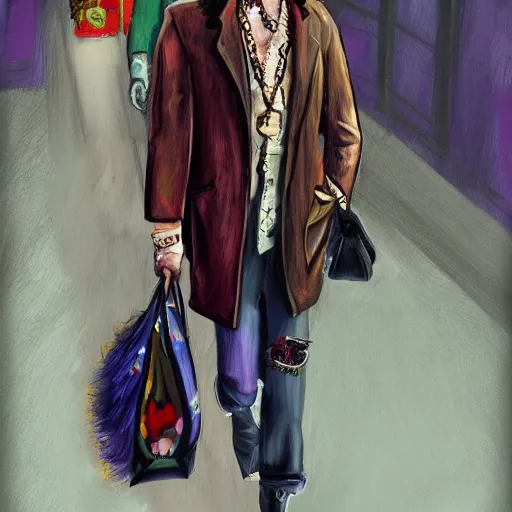 Image similar to john Lennon fashion, gucci catwalk, oil painting, digital art, ultradetailed, artstation