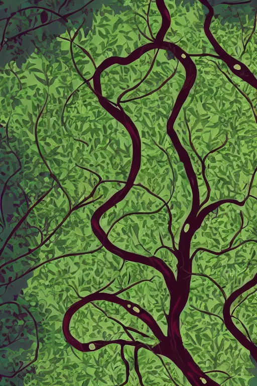 Prompt: A library filled with vines and leaves, in the style of Eyvind Earle