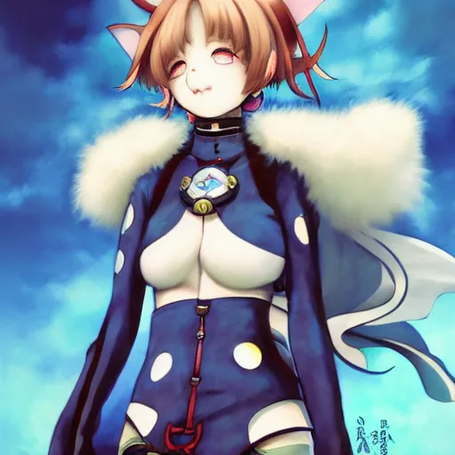 Prompt: portrait of a nekomimi catgirl, last exile, blue submarine no. 6, loish, murata range, kawaii, yoshitaka amano, studio lighting, manga, bright colors, beautiful,35mm lens, vibrant high contrast, mucha, gradation, jean giraud, fantasy