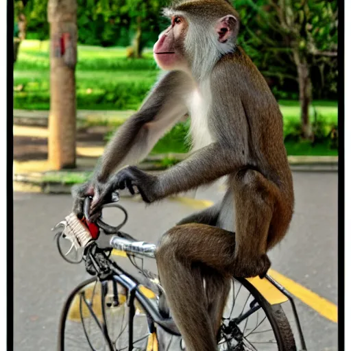 Prompt: a monkey riding a bike by francesca filomena