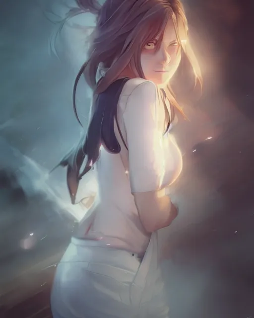 Image similar to a female ghost, full shot, perfectly shaded body, atmospheric lighting, detailed face, by makoto shinkai, stanley artgerm lau, wlop, rossdraws