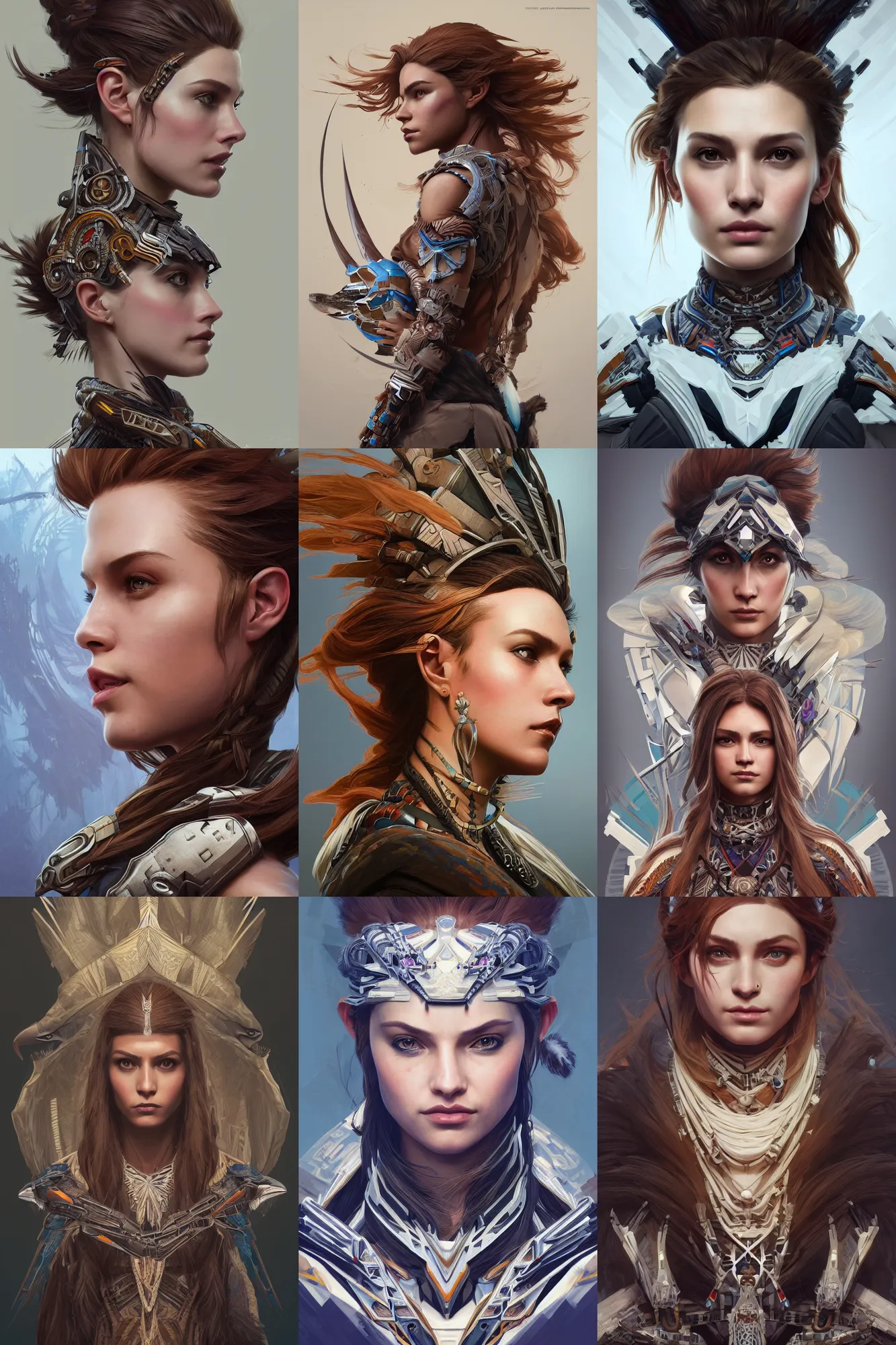 Prompt: symmetry!! portrait of woman with hawk features in the style of horizon zero dawn, machine face, intricate, elegant, highly detailed, digital painting, artstation, concept art, smooth, sharp focus, illustration, art by artgerm and greg rutkowski and alphonse mucha, 8 k