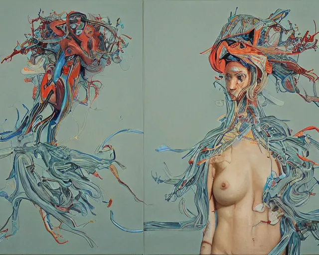 Image similar to this painting http://www.rleveille.com/uploads/8/3/1/7/8317777/682548_orig.jpg as an artwork by James Jean