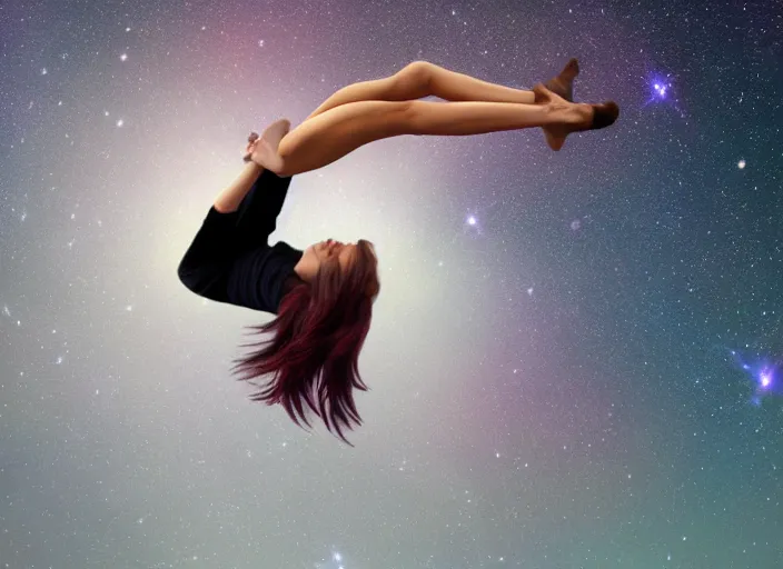 Image similar to falling girl into the cosmos, kieth thomsen