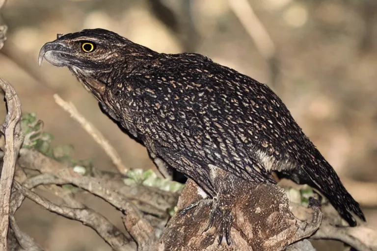 Image similar to !!!!!!! human nightjar werecreature, photograph captured at woodland creek