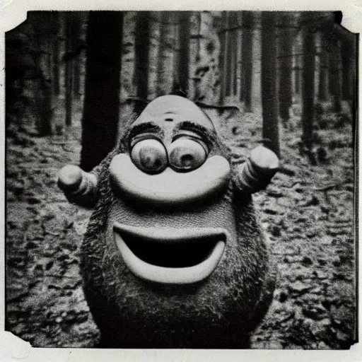 Prompt: 1 9 6 0's old polaroid of monster shrek staring from the depths of the dark gloomy forest, beksinsky, carpenter, creepy pasta, photorealistic, grainy, found footage, old film, low quality, horror, creepy, unsettling, liminal, terrifying