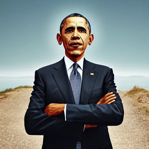 Prompt: a portrait of obama in a scenic environment by clemens ascher