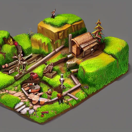 Prompt: a 3d diorama of a nature setpiece,isometric,cartoony,modeled,artstation,beautiful