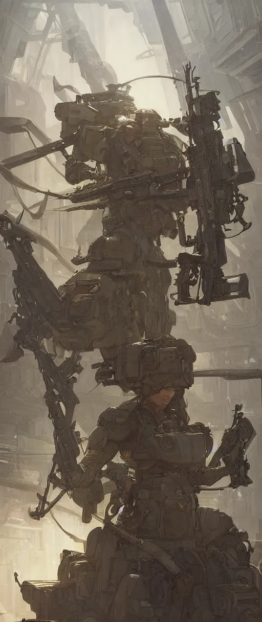 Prompt: beautiful cottagecore armory room, weapon racks on the wall, military hardware, intricate, futuristic, highly detailed, digital painting, artstation, concept art, smooth, sharp, focus, illustration, art by artgerm and greg rutkowski and alphonse mucha