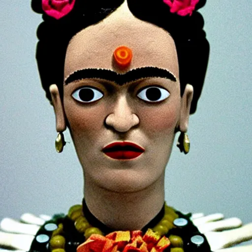 Image similar to Frida Kahlo as a cyborg , doll