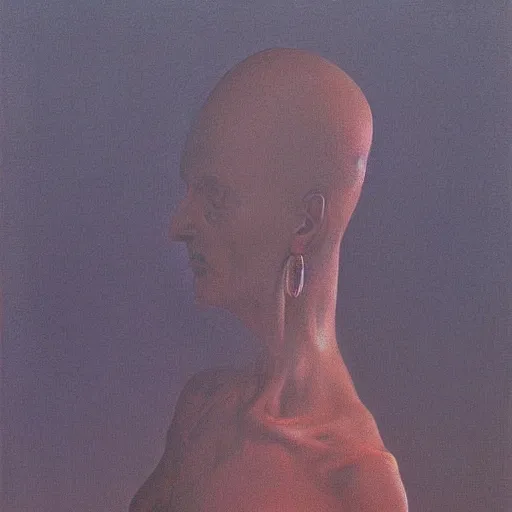 Image similar to aristocrat by Zdzisław Beksiński, oil on canvas