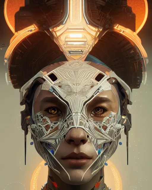 Prompt: symmetry!! portrait of a machine from horizon zero dawn, machine face, intricate, elegant, highly detailed, digital painting, artstation, cgsociety, concept art, smooth, sharp focus, illustration, art by artgerm and greg rutkowski and alphonse mucha, 8 k