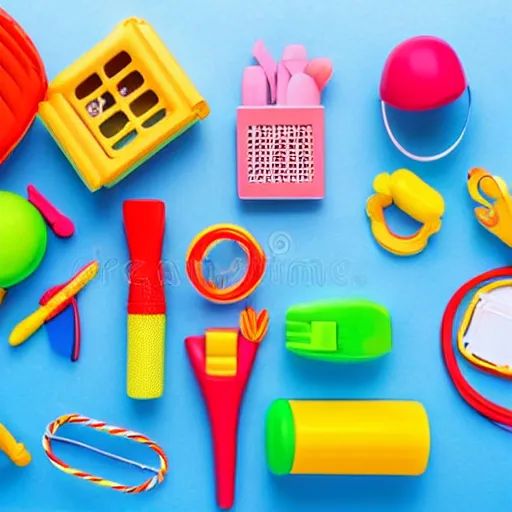 Prompt: activity kits toys for the children isolated on the white background photo quality stock photobank