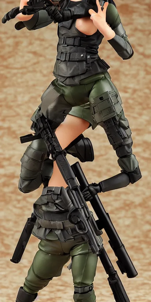 Prompt: anime female soldier action figure