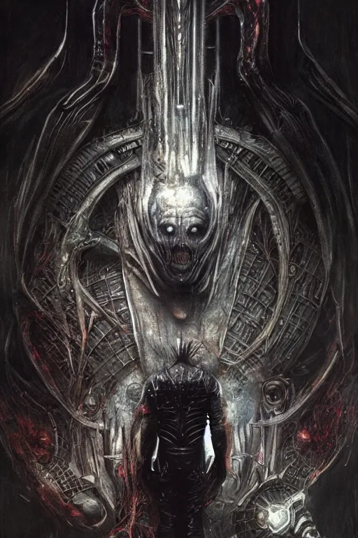 Image similar to portrait of elon musk by hr giger, greg rutkowski, luis royo and wayne barlowe as a diablo, resident evil, dark souls, bloodborne monster