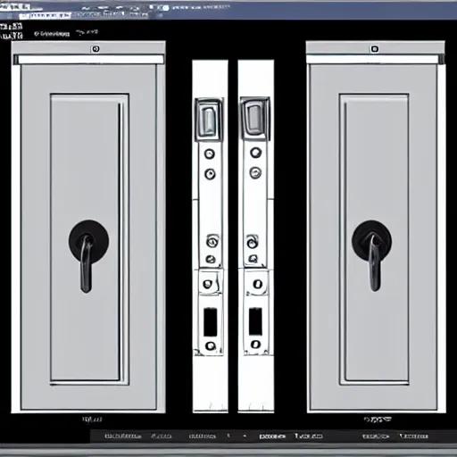 Prompt: AutoCAD 3D technical drawing of door lock, super realistic
